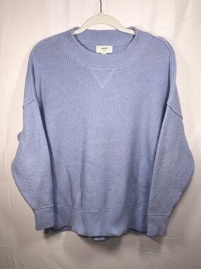 aerie Women Blue Crewneck Chunky Knit Long Sleeve Oversized Sweater Size XS